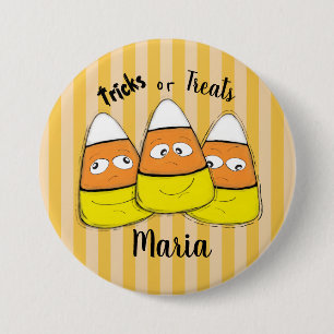 Badge Rond 7,6 Cm Bonbon de maïs d'Halloween souriant bouton