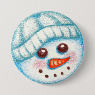 Badge Rond 7,6 Cm Bonhomme de neige Bouton