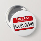 Badge Rond 7,6 Cm Bonjour, mon nom est impressionnant (Devant & derrière)