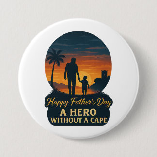 Badge Rond 7,6 Cm Bonne Fête des pères - Un héros sans cap