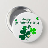 Badge Rond 7,6 Cm Bonne Saint Patrick's Day (Devant & derrière)