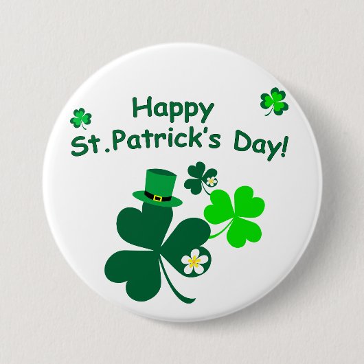 Badge Rond 7,6 Cm Bonne Saint Patrick's Day (Devant)
