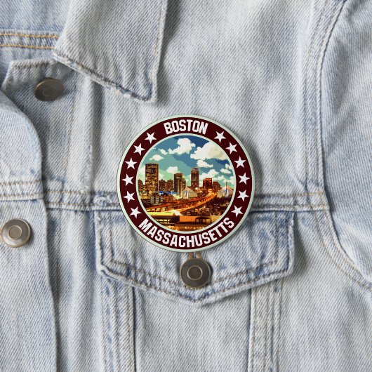 Badge Rond 7,6 Cm Boston (En situation)