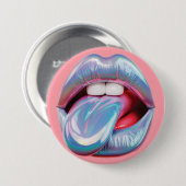 Badge Rond 7,6 Cm Bouche d'argent holographique (Devant & derrière)