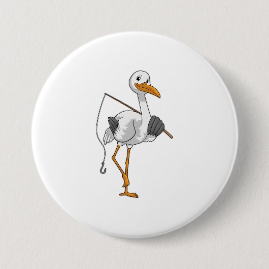 Badge Rond 7,6 Cm Bouche en Fisher avec canne à pêche (Devant)