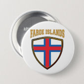Badge Rond 7,6 Cm Bouclier Drapeau Des Îles Féroé (Devant & derrière)