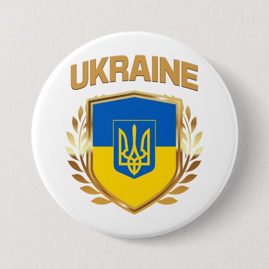 Badge Rond 7,6 Cm Bouclier et emblème du drapeau ukrainien (Devant)