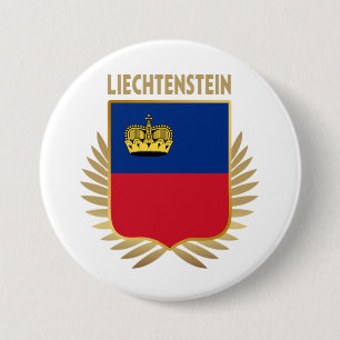 Badge Rond 7,6 Cm Bouclier indicateur du Liechtenstein