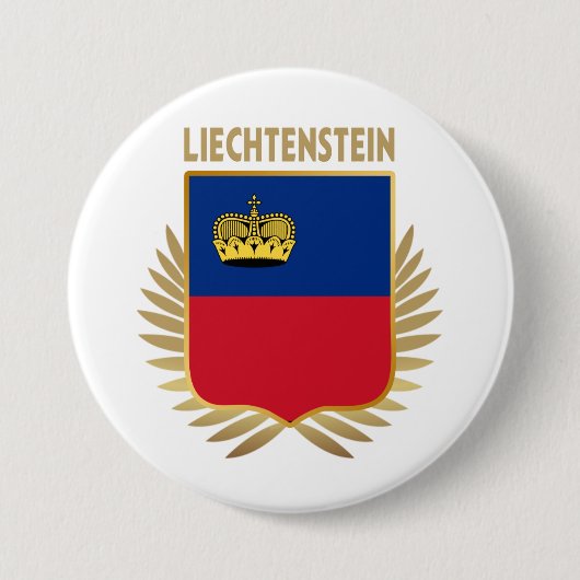 Badge Rond 7,6 Cm Bouclier indicateur du Liechtenstein (Devant)