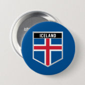 Badge Rond 7,6 Cm Bouclier indicateur Islande (Devant & derrière)