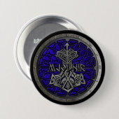 Badge Rond 7,6 Cm Bouclier Royal Blue Mjolnir (Devant & derrière)