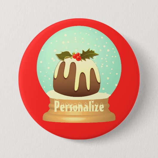 Badge Rond 7,6 Cm Boudin boudin neige globe tourteau d'hiver rouge v (Devant)