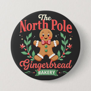 Badge Rond 7,6 Cm Boulangerie de pain d'épices du pôle Nord Noël