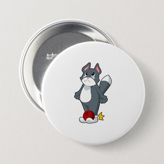 Badge Rond 7,6 Cm Boule de bowling de chat (Devant & derrière)