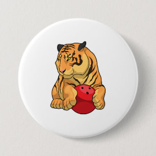Badge Rond 7,6 Cm Boule de bowling Tiger Bowling