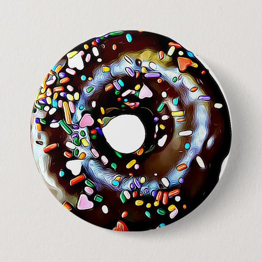 Badge Rond 7,6 Cm Bouton à noix de Doughnut au chocolat amusant (Devant)