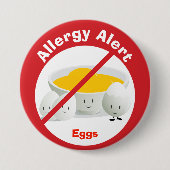 Badge Rond 7,6 Cm Bouton Alerte allergique| Oeufs (Devant)