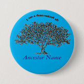 Badge Rond 7,6 Cm Bouton - Arbre généalogique en bleu (Devant)