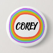 Badge Rond 7,6 Cm Bouton arc-en-ciel PERSONNALISÉ (Devant)