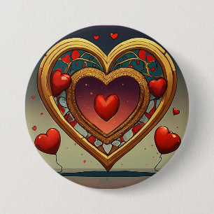 Badge Rond 7,6 Cm Bouton avec imprimé design d'image de coeur doré
