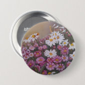 Badge Rond 7,6 Cm Bouton avec marguerites (Devant & derrière)