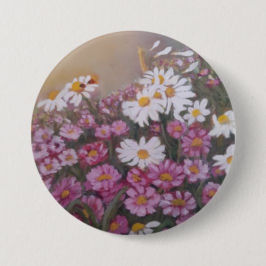 Badge Rond 7,6 Cm Bouton avec marguerites (Devant)