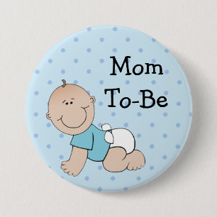Badge Rond 7,6 Cm Bouton Baby shower bébé bleu pour maman