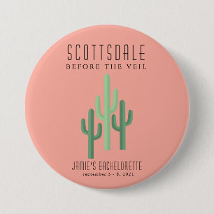 Badge Rond 7,6 Cm Bouton Bachelorette Scottsdale Desert Cactus