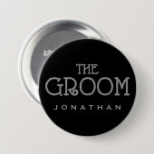 Badge Rond 7,6 Cm Bouton Balise Nom de la Parties scintillant Argent (Devant & derrière)