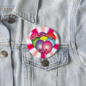 Badge Rond 7,6 Cm Bouton Balloons Fille Anniversaire (En situation)