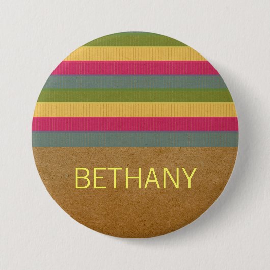 Badge Rond 7,6 Cm Bouton Bandes texturées chic (Devant)
