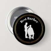 Badge Rond 7,6 Cm Bouton Barber avec Silhouette Barber (Devant & derrière)