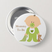 Badge Rond 7,6 Cm Bouton bébé vert future maman (Devant & derrière)