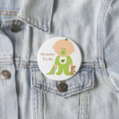 Badge Rond 7,6 Cm Bouton bébé vert future maman (En situation)