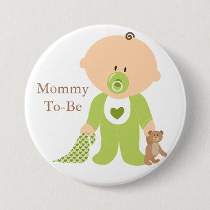 Badge Rond 7,6 Cm Bouton bébé vert pour maman