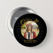 Badge Rond 7,6 Cm Bouton Black & Gold Star Graduate (Devant & derrière)