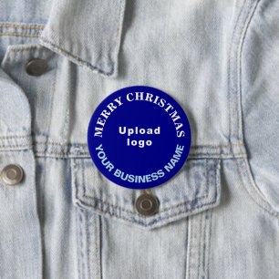 Badge Rond 7,6 Cm Bouton Bleu de forme ronde de Noël