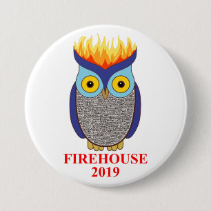 Badge Rond 7,6 Cm Bouton bleu de hibou de FH