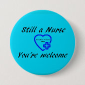 Badge Rond 7,6 Cm Bouton bleu de l'infirmière (Devant)