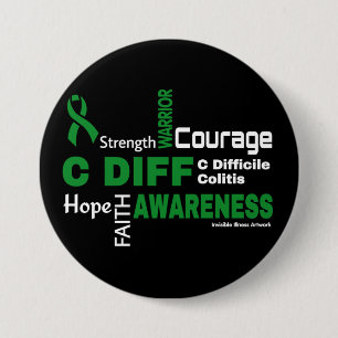 Badge Rond 7,6 Cm Bouton...C Diff