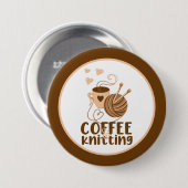 Badge Rond 7,6 Cm Bouton café et Tricot (Devant & derrière)