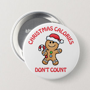 Badge Rond 7,6 Cm Bouton Calories de Noël