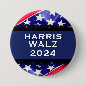 Badge Rond 7,6 Cm Bouton Campagne HARRIS WALZ 2024 (Devant)