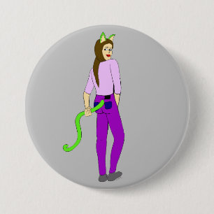 Badge Rond 7,6 Cm bouton catgirl