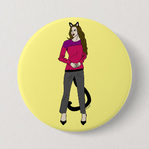 Badge Rond 7,6 Cm bouton catgirl
