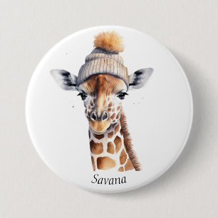 Badge Rond 7,6 Cm Bouton Chapeau Hiver Girafe Paquet Bonnet Personna