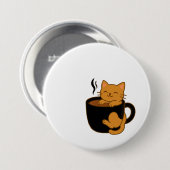 Badge Rond 7,6 Cm Bouton Chat Café Mignon – Chat Roux dans une Tasse (Devant & derrière)