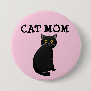 BADGE ROND 7,6 CM BOUTON CHAT MOM (CHAT NOIR)