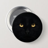 Badge Rond 7,6 Cm Bouton Chat Noir (Devant & derrière)