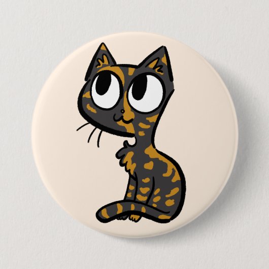 Badge Rond 7,6 Cm Bouton Chat Tortoiseshell (Devant)